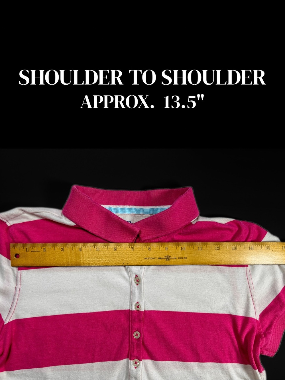 Y2K Piper & Blue Pink Striped Polo Shirt Juniors XL Preppy Blokette - Picture 6 of 8